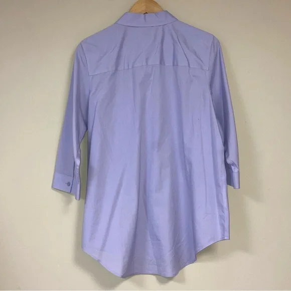 CHICO'S Shirt Women's Large Purple Button Up No Iron TopLightweight 3/4 Sleeves - Picture 3 of 8